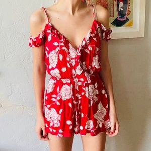 MINKPINK Disney Collection Red Floral Romper